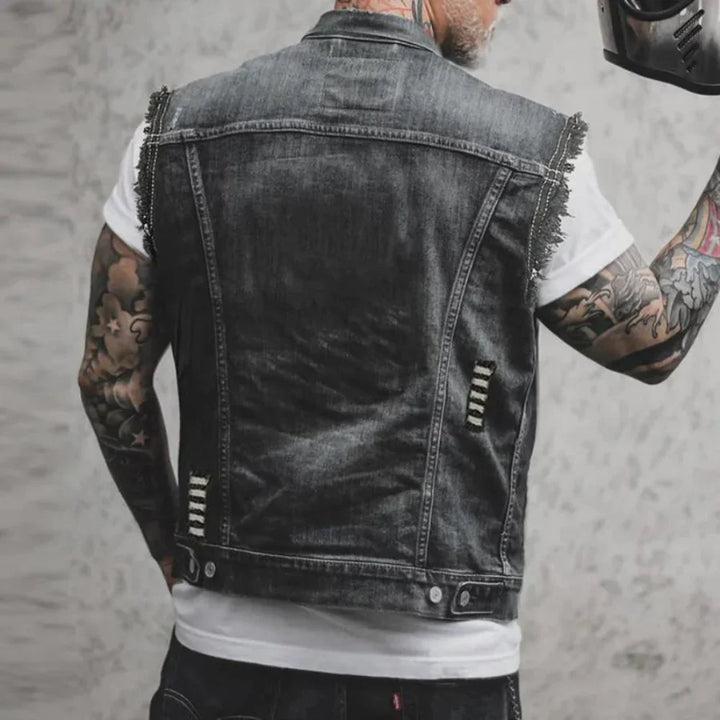 Denim Vest for Men, view 2 - Elena Harper