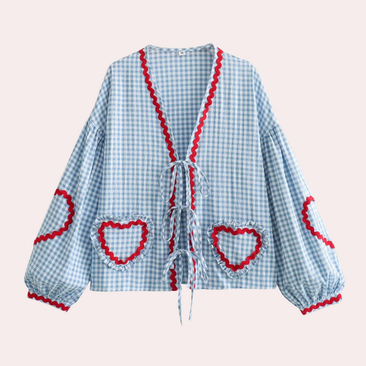 Seraphine - Fashionable Women's Top with Heart Application
