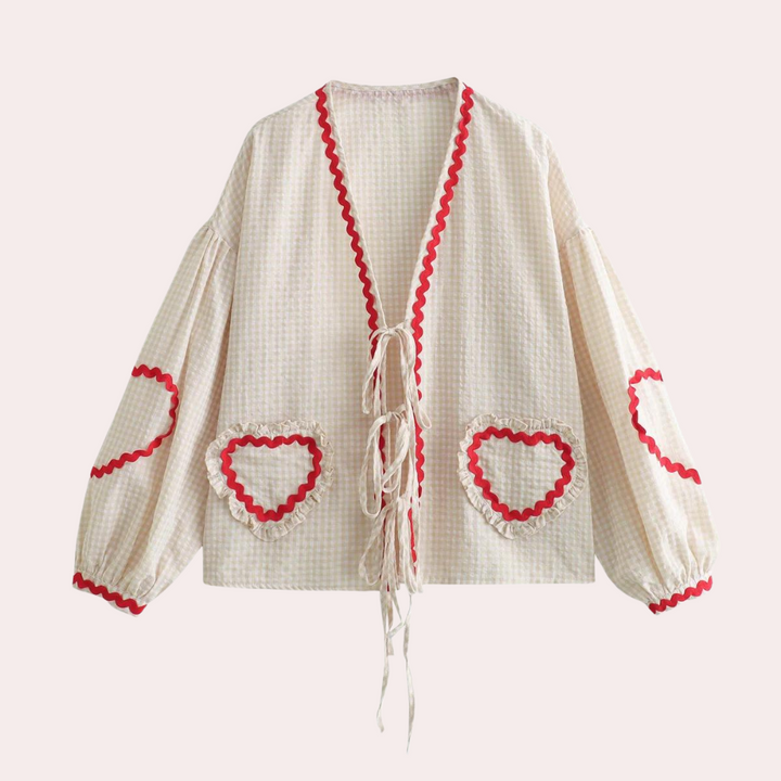 Seraphine - Fashionable Women's Top with Heart Application