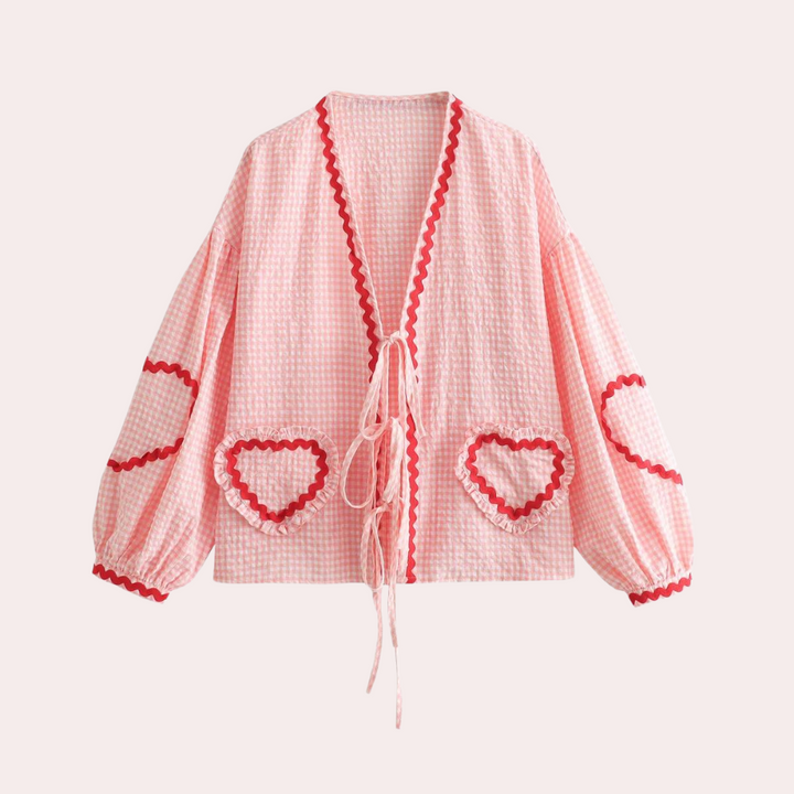 Seraphine - Fashionable Women's Top with Heart Application
