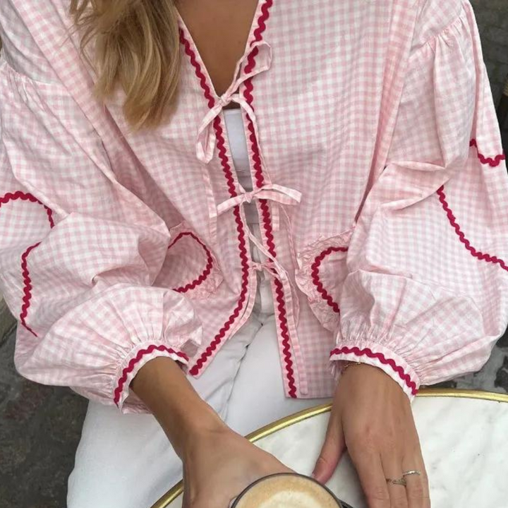 Seraphine - Fashionable Women's Top with Heart Application