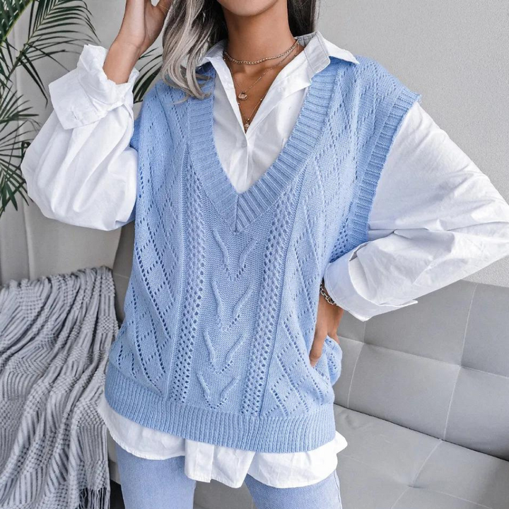 Sue | Women's V-Neck Sleeveless Sweater Vest