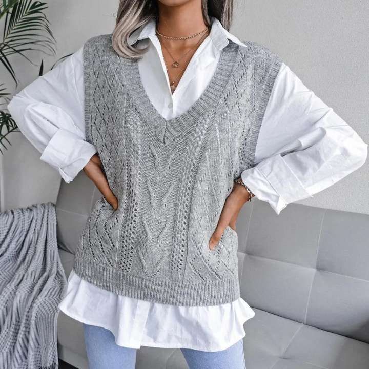 Sue | Women's V-Neck Sleeveless Sweater Vest