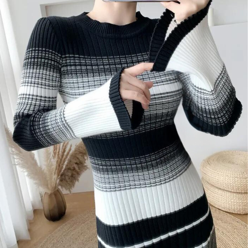 Vianna - Stylish Striped Midi Dress | Elegant & Comfortable