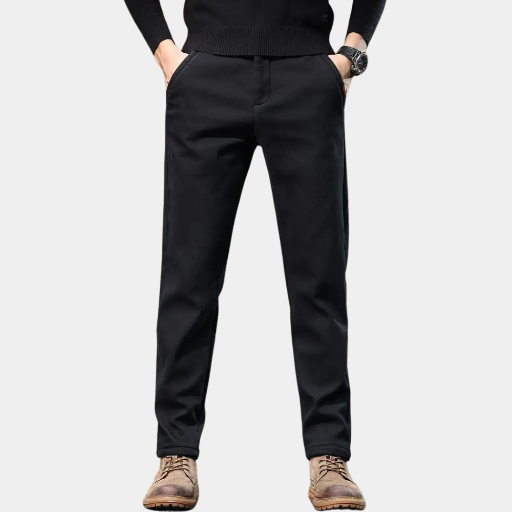 Men's Slim Fit Trousers Tapered Stretch Smart Everyday Pants, view 4 - Elena Harper