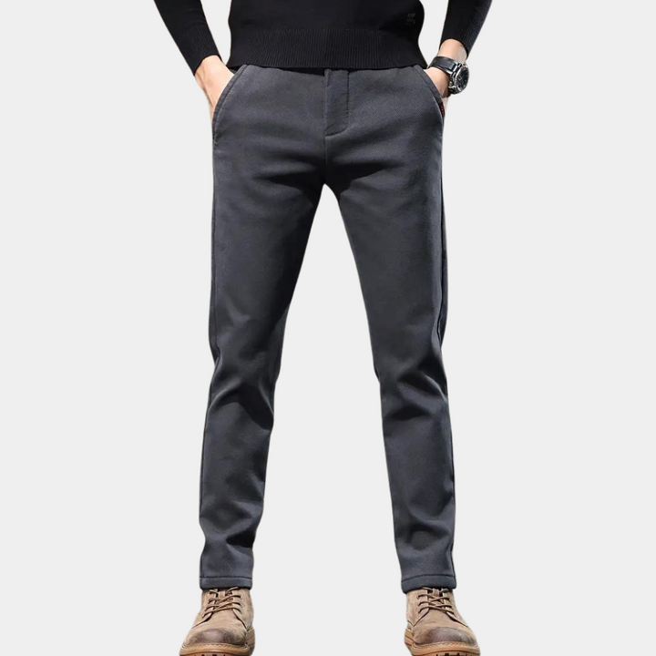 Men's Slim Fit Trousers Tapered Stretch Smart Everyday Pants, view 3 - Elena Harper