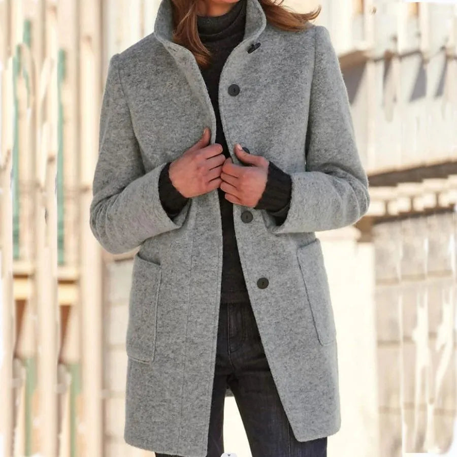 Camille - Stylish women's coat with high collar