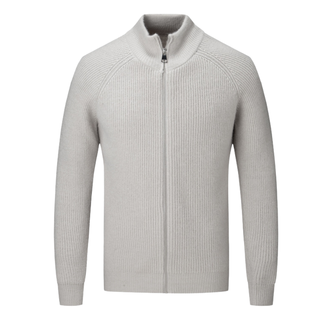 Emma & Rose merino wool zip-up cardigan — premium winter knitwear