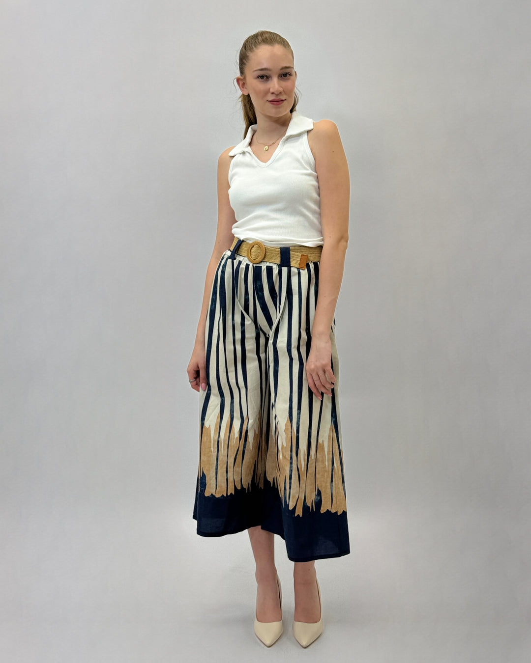 Talita™  |  Striped Trousers Belt Detail