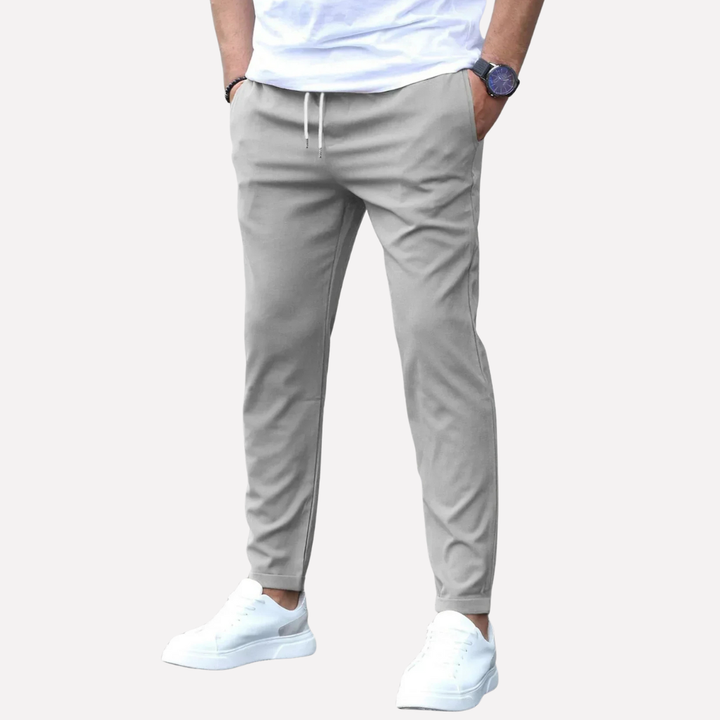 Men's Tapered Casual Trousers with Drawstring Waist