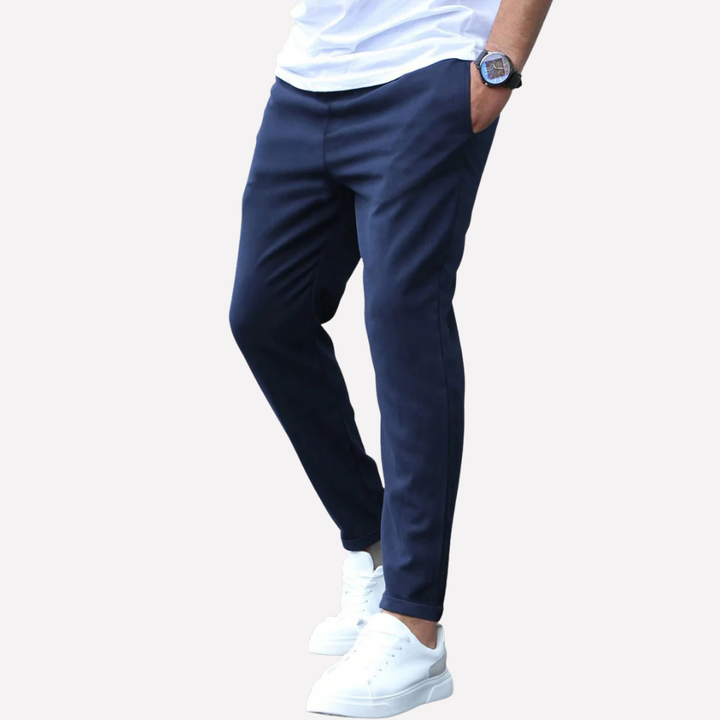 Men's Tapered Casual Trousers with Drawstring Waist