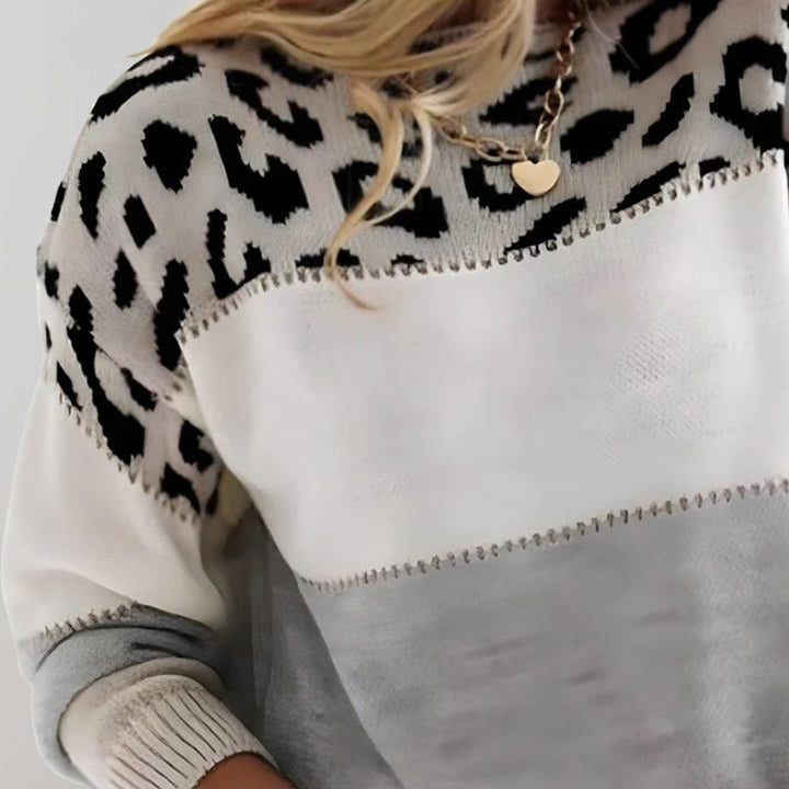 Elegant and Comfortable Women's Leopard Print Knit Sweater