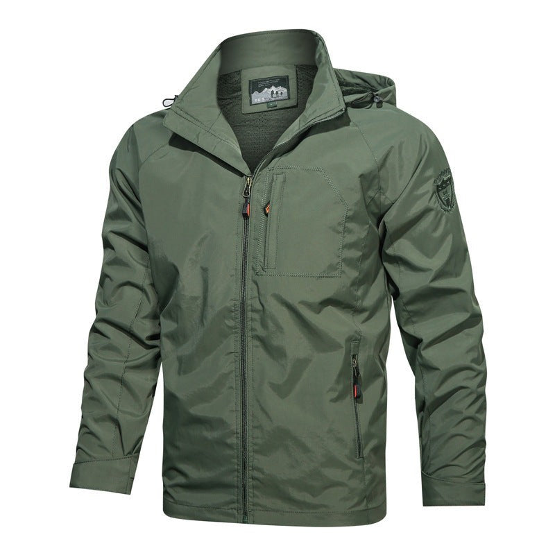 Men's Windbreaker with Hood - Lightweight Summer Jacket
