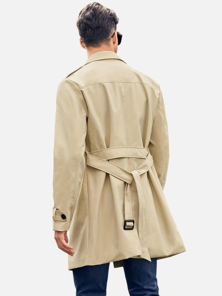 Men's Double Breasted Trench Coat with Belt