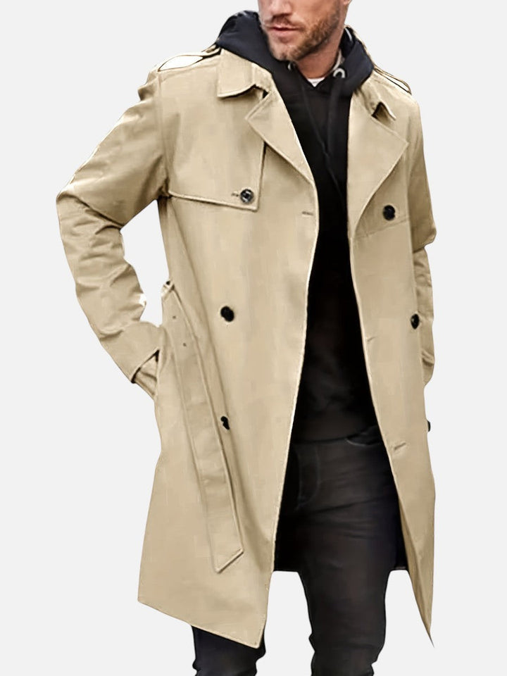 Men's Double Breasted Trench Coat with Belt