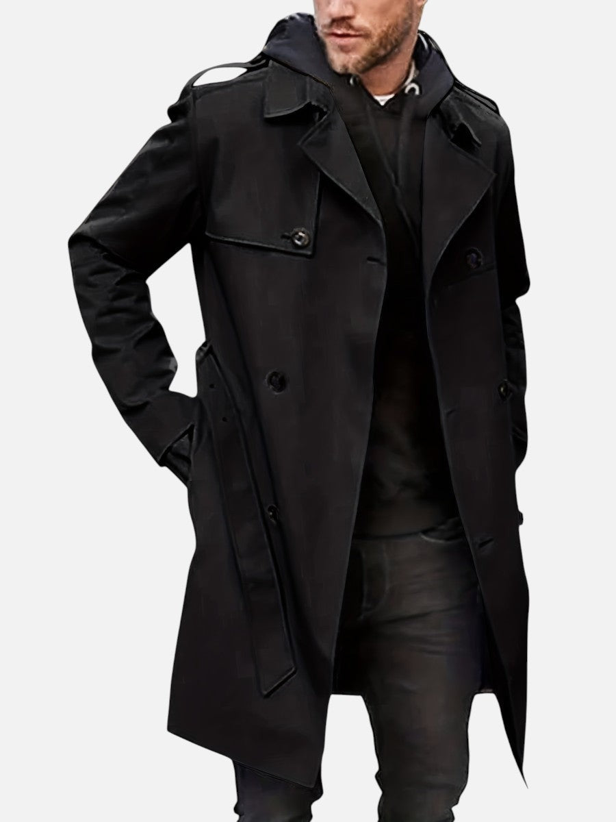 Men's Double Breasted Trench Coat with Belt