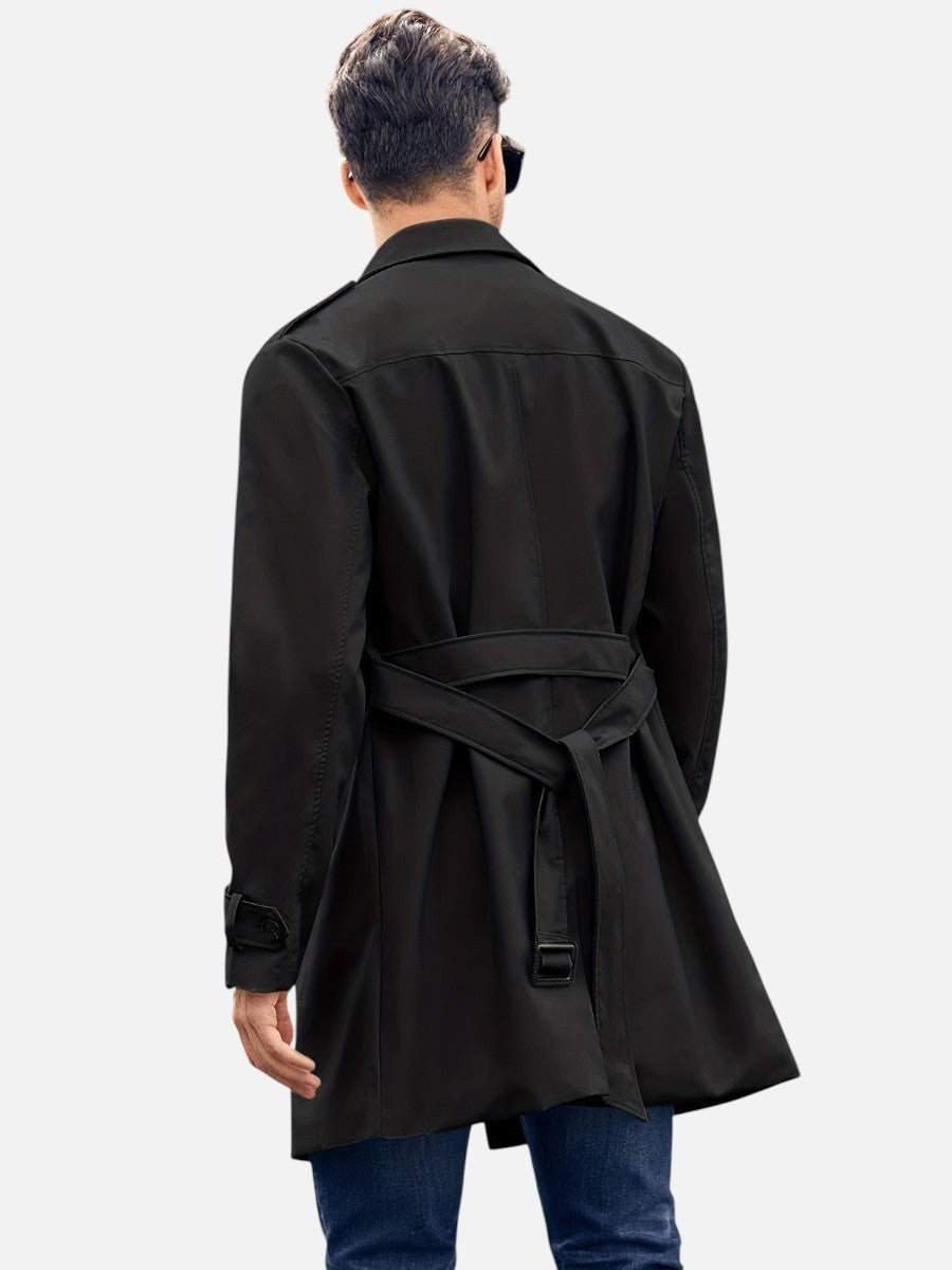 Men's Double Breasted Trench Coat with Belt