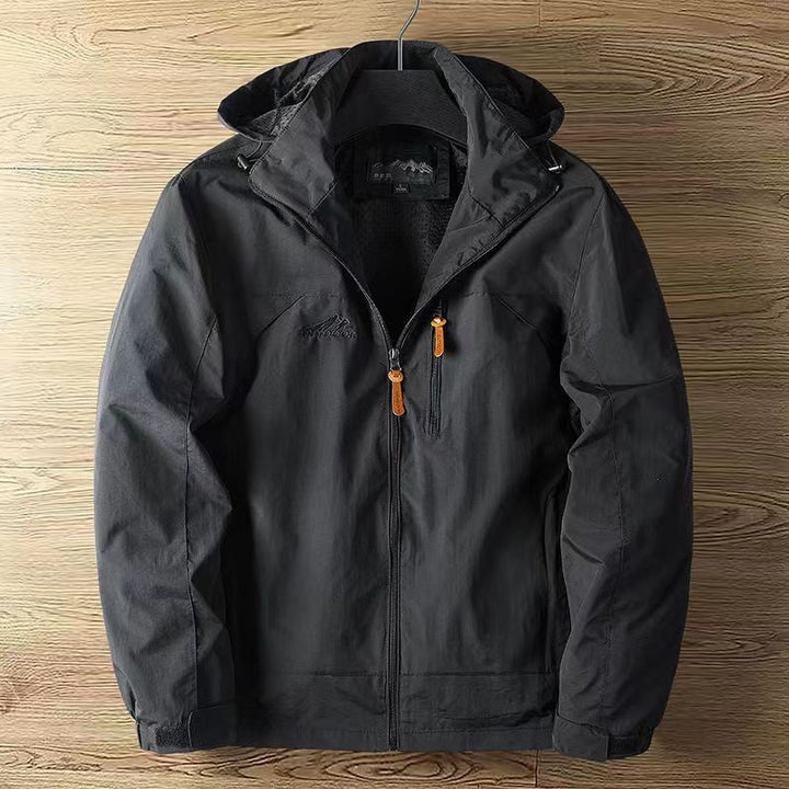 Men's Lightweight Windbreaker Jacket with Hood - Full-Zip Outdoor Jacket
