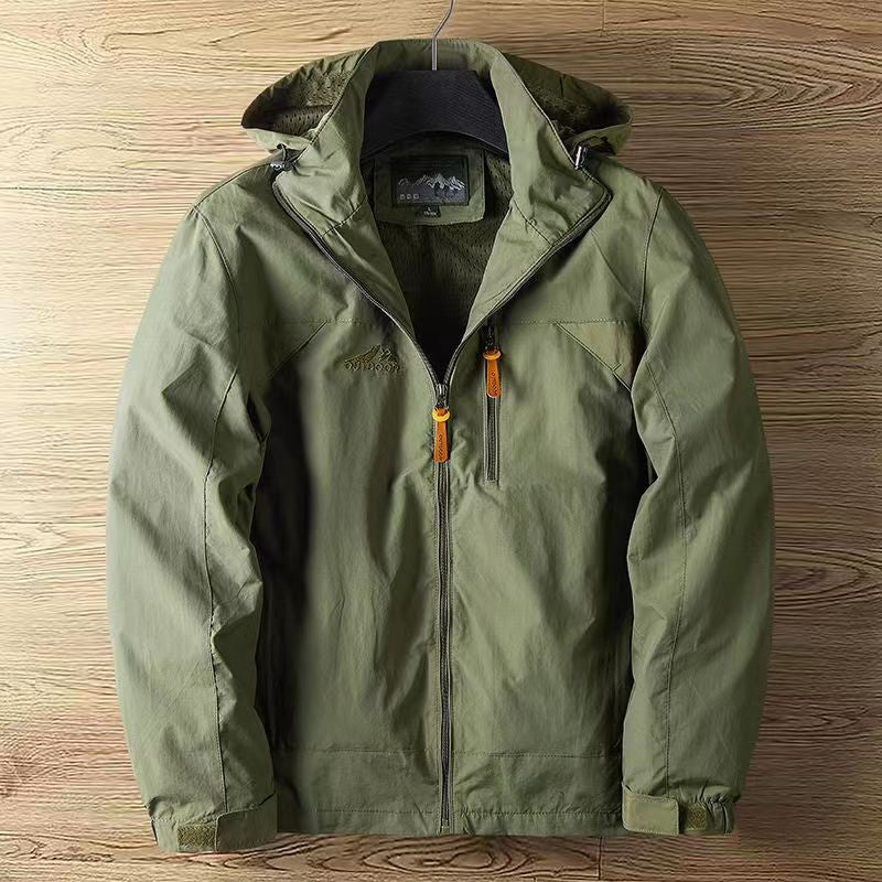 Men's Lightweight Windbreaker Jacket with Hood - Full-Zip Outdoor Jacket