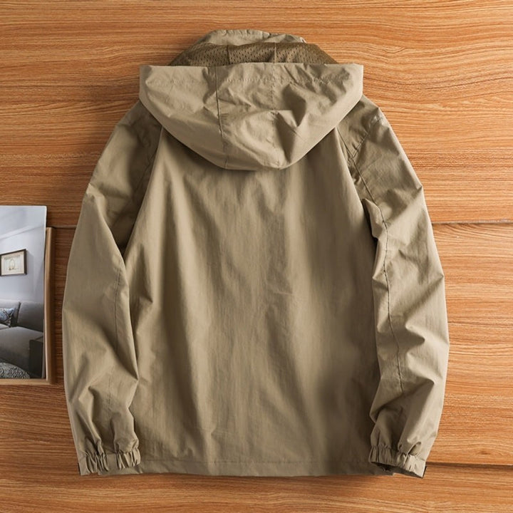Men's Lightweight Windbreaker Jacket with Hood - Full-Zip Outdoor Jacket