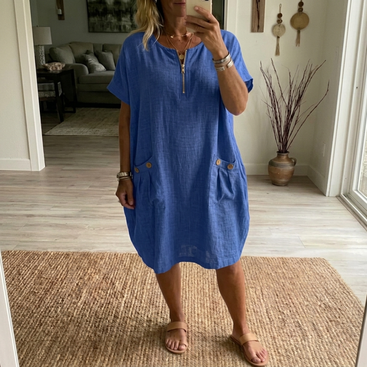 Pascale Maxi Dress with Front Zip., view 3 - Elena Harper
