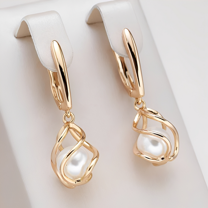 Elena Stylish Earrings with Round Details, view 2 - Elena Harper