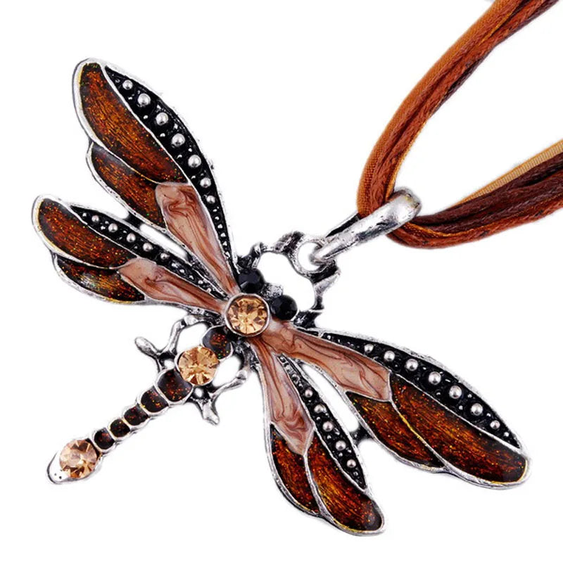 Crystal Dragonfly Pendant Necklace, view 7 - Elena Harper