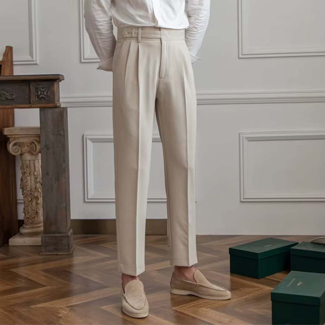 Men's Elegant Pleated Chino Trousers
