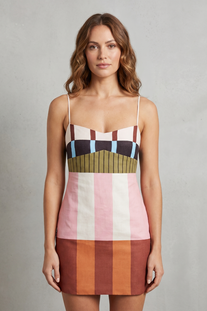 Calissia – Geometric colour-block charm – Mini dress