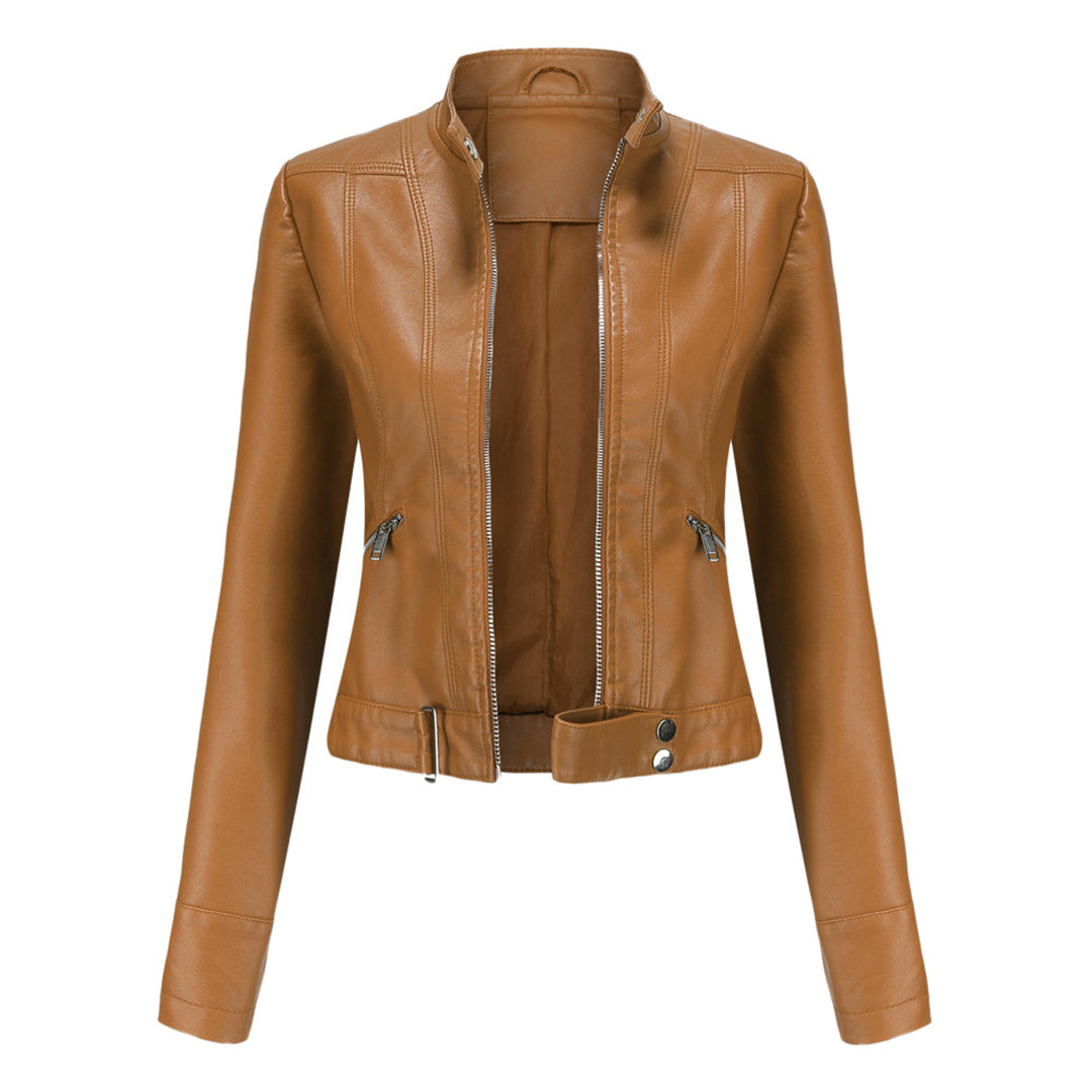 Classic Women's Leather Jacket with Timeless Style, view 5 - Elena Harper