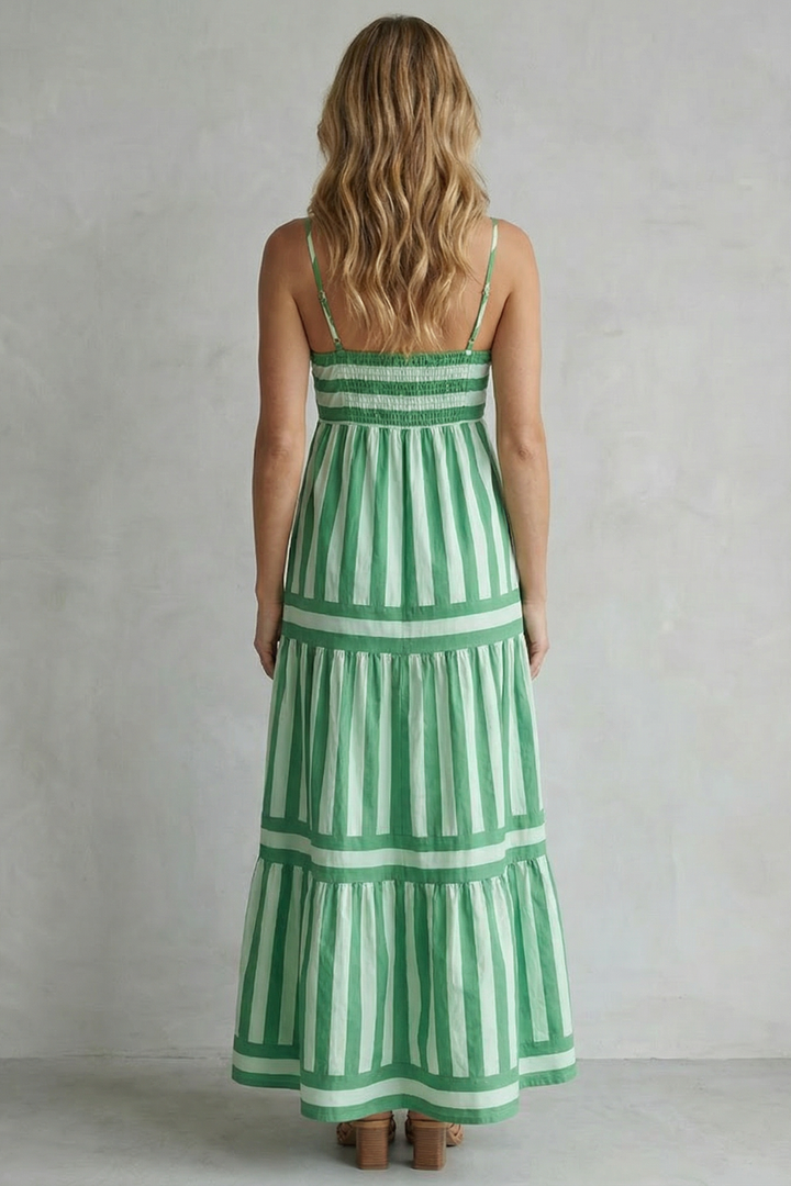 Candessa – Playful stripe tiers – Strappy maxi dress