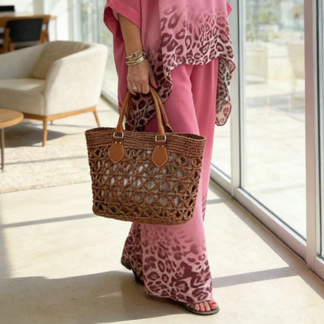 Women's Leopard Gradient Poncho Wide Leg Set