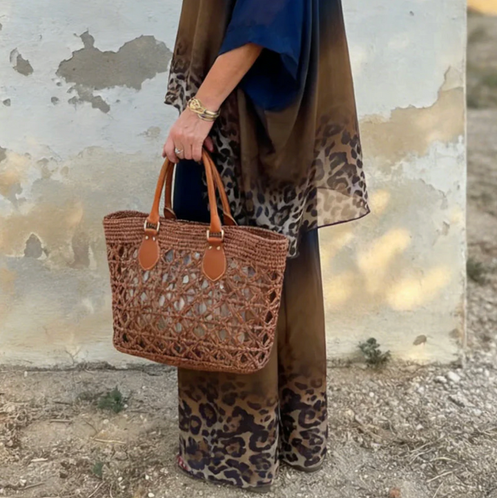 Women's Leopard Gradient Poncho Wide Leg Set