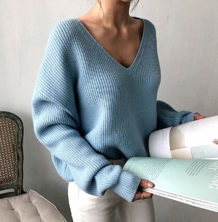 Women's Oversized V-Neck Sweater Comfortable and Elegant Knitwear - Elena Harper