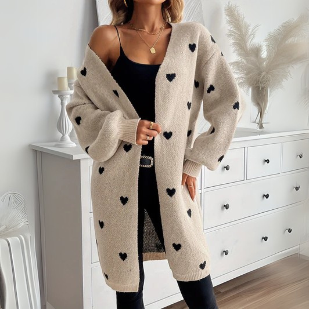 Ladies' Cardigan | Heart Pattern & Flattering