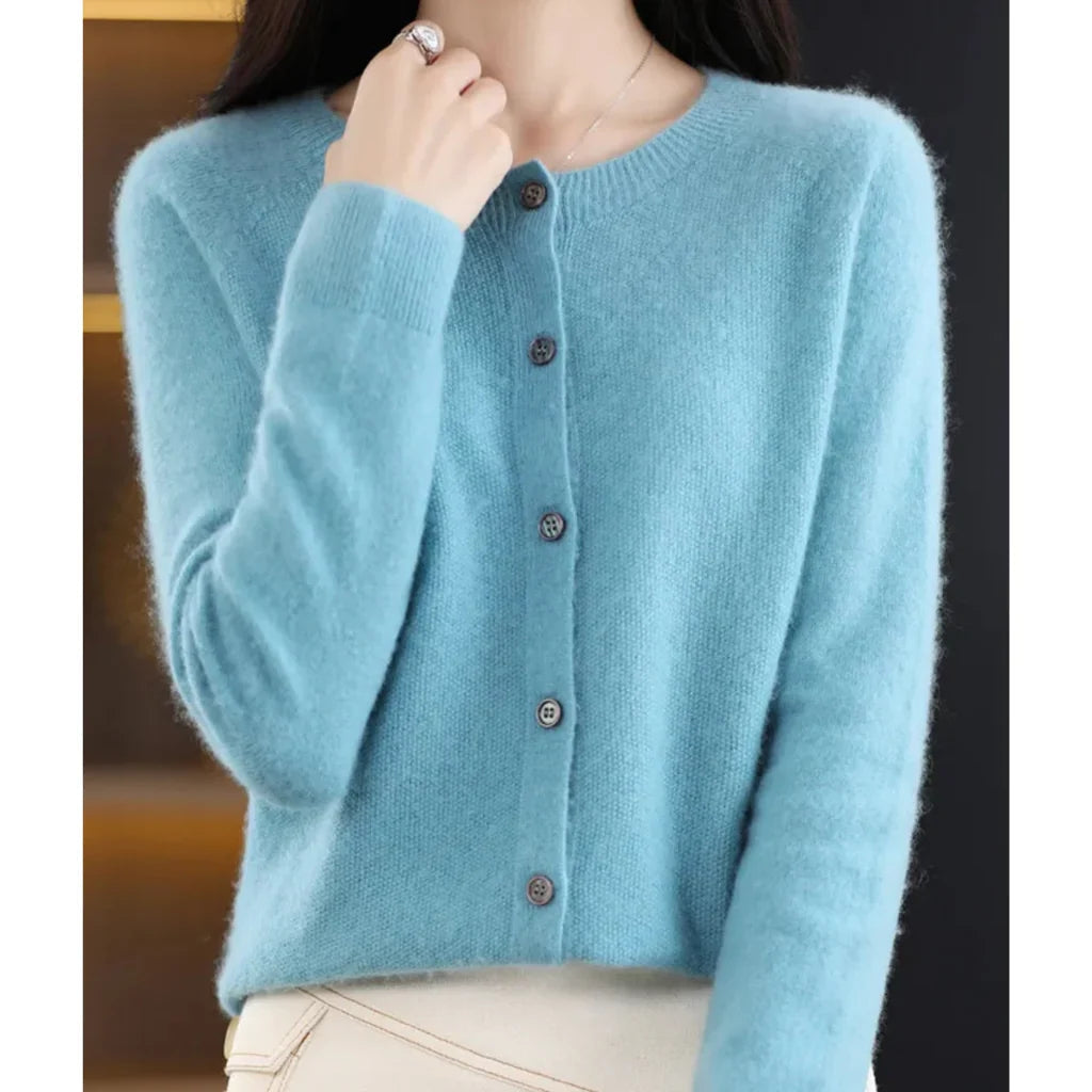 Women's Cardigan | Button Closure & Round Neck