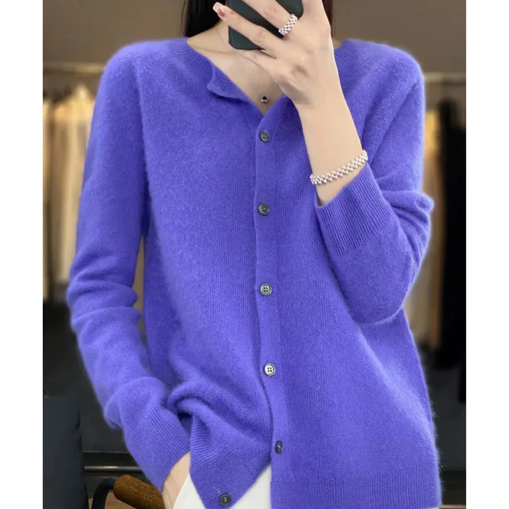 Women's Cardigan | Button Closure & Round Neck