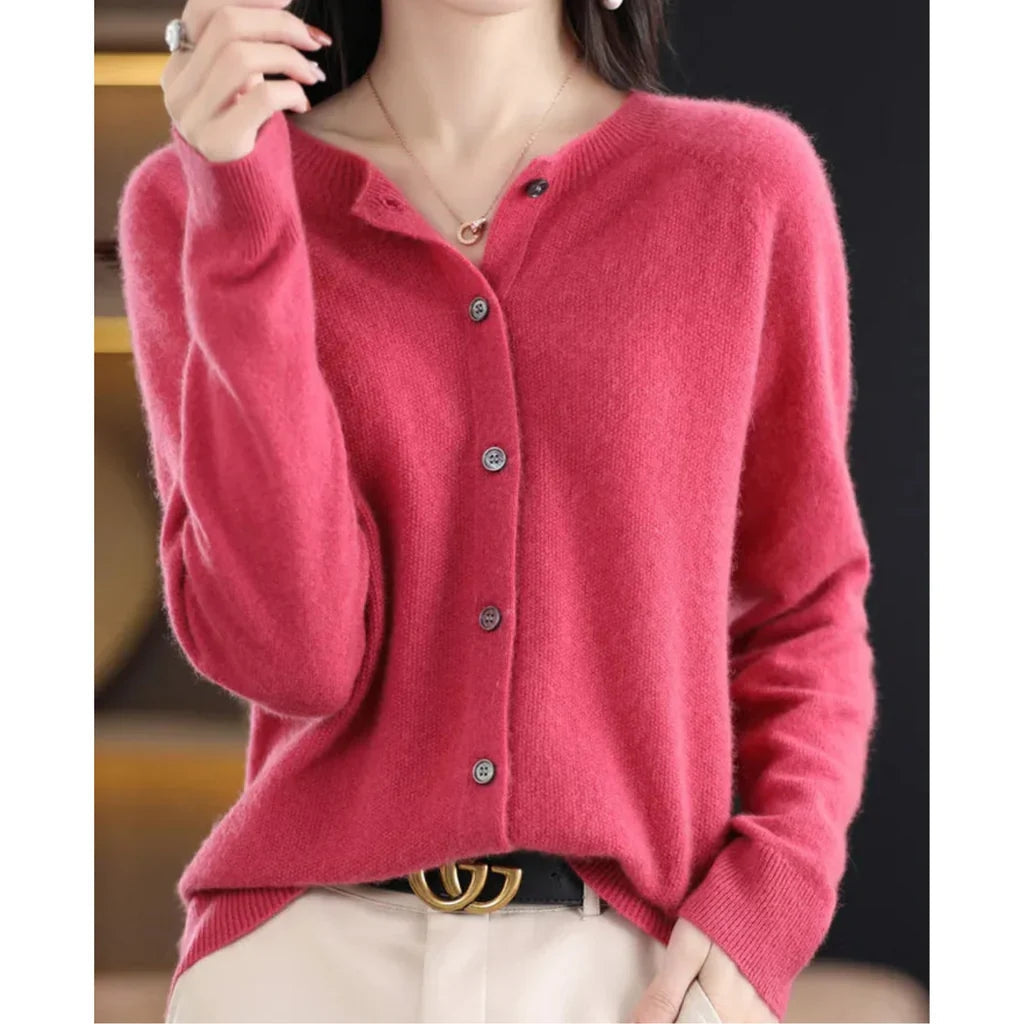 Women's Cardigan | Button Closure & Round Neck