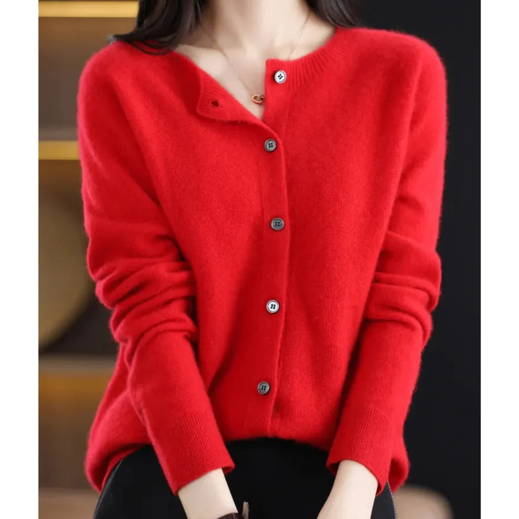 Women's Cardigan | Button Closure & Round Neck