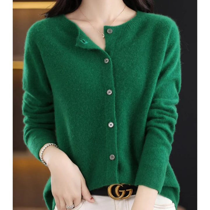 Women's Cardigan | Button Closure & Round Neck