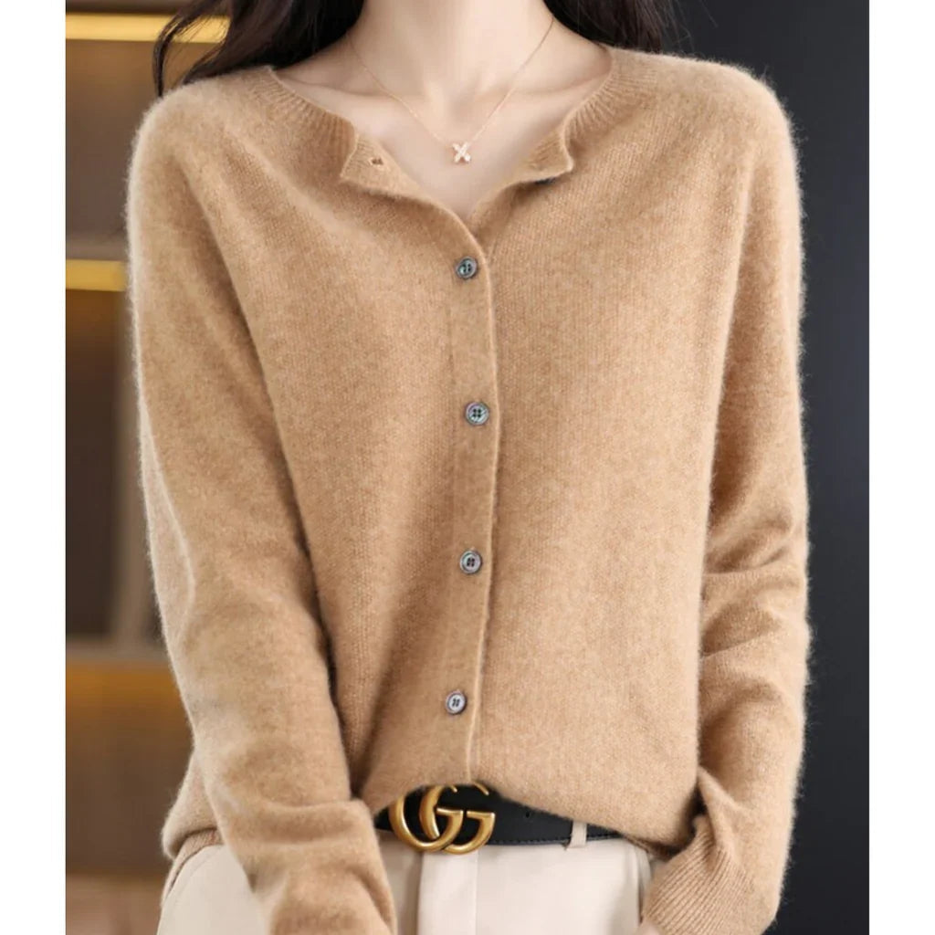 Women's Cardigan | Button Closure & Round Neck
