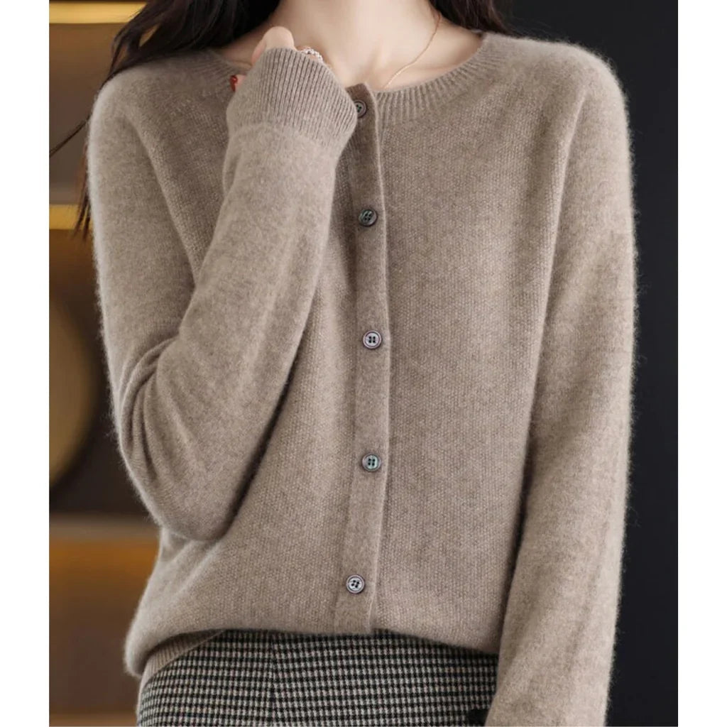 Women's Cardigan | Button Closure & Round Neck