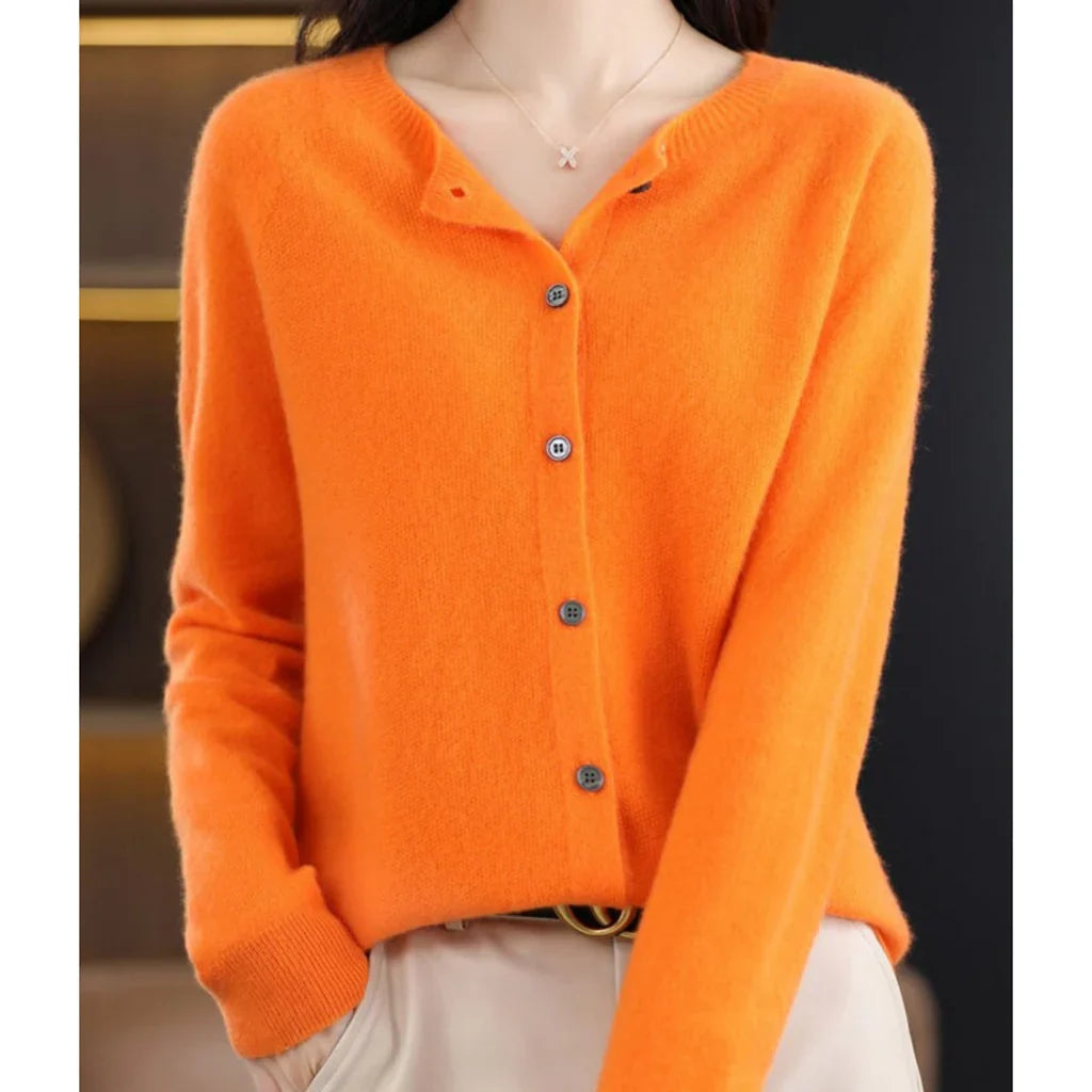 Women's Cardigan | Button Closure & Round Neck