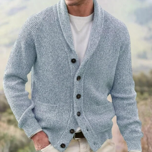 Damien - Classic Ribbed Cardigan with Shawl Collar