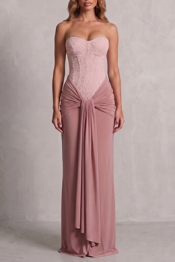 Carinelle – Draped satin elegance – Maxi dress