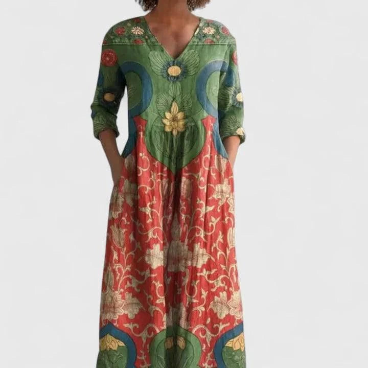 Elegant Kymberah™ midi dress by Emma & Rose Cape Town, showcasing a sophisticated design with flowing fabric and stylish details.