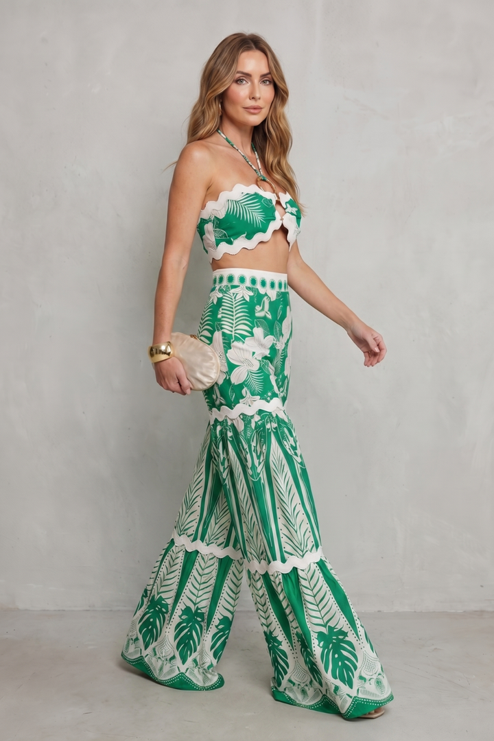 Women's Halter Crop Top and Wide Leg Trouser Set Andrelise, view 3 - Elena Harper