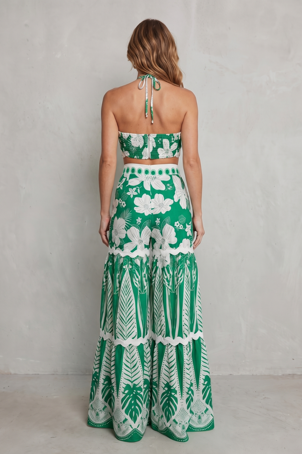 Women's Halter Crop Top and Wide Leg Trouser Set Andrelise, view 4 - Elena Harper