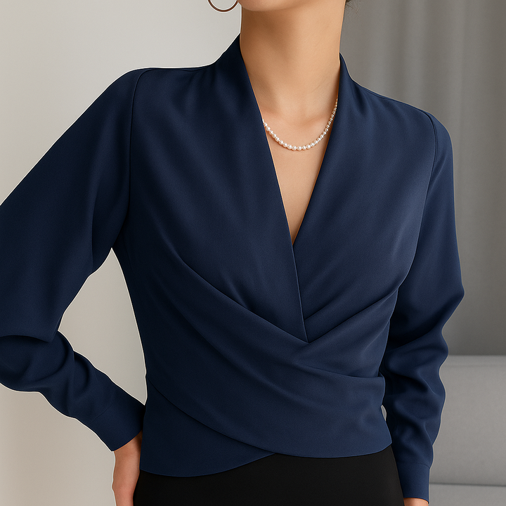 Elegant Long Sleeve Women's Wrap Blouse