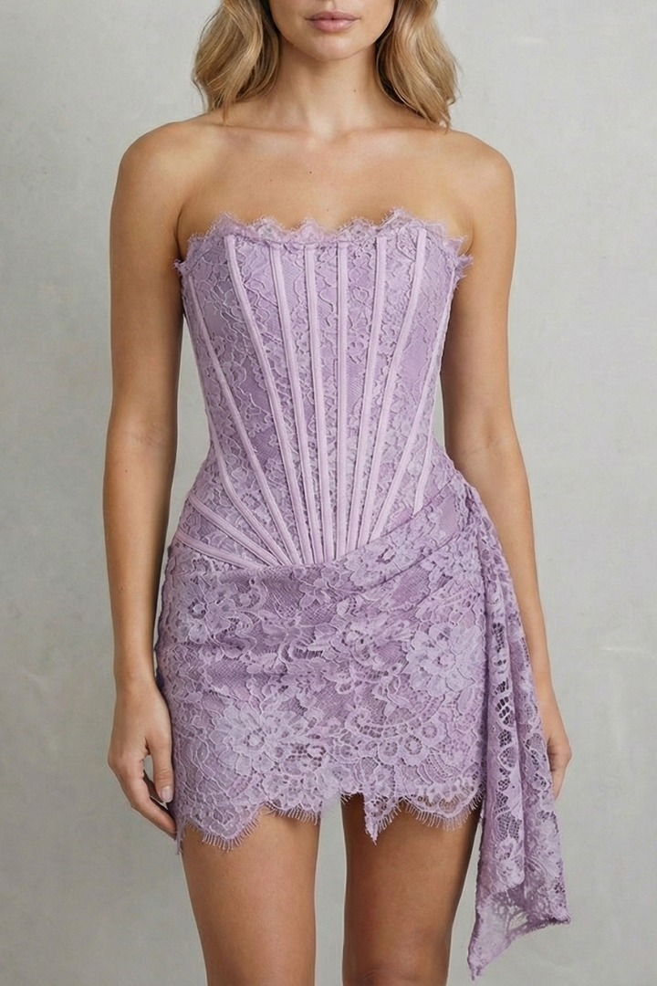Célestine – Sculpted lace elegance – Corset mini dress